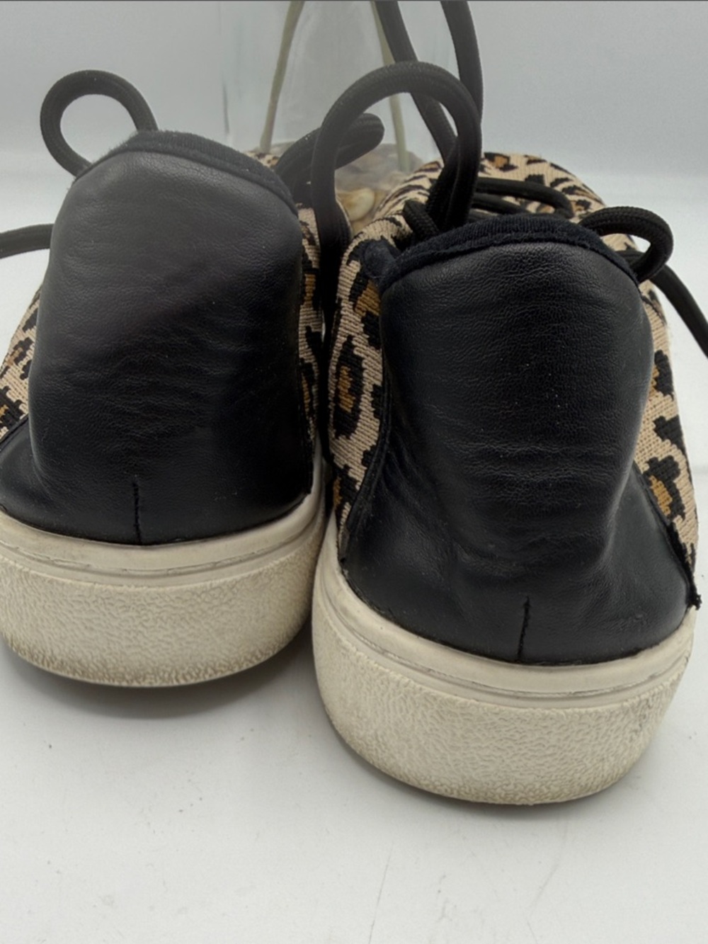 BP. Leopard Print Textile Lace-Up Women's Sneakers in Beige and Black - Picture 4 of 5